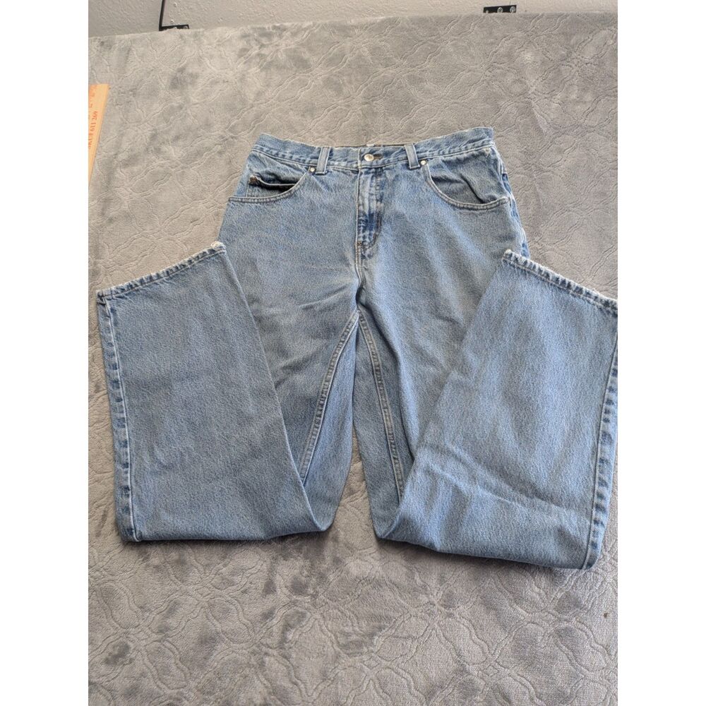 Vintage Anchor Blue Jeans Mens 32x34 Light Wash Baggy Wide Leg Denim Y2K Skater